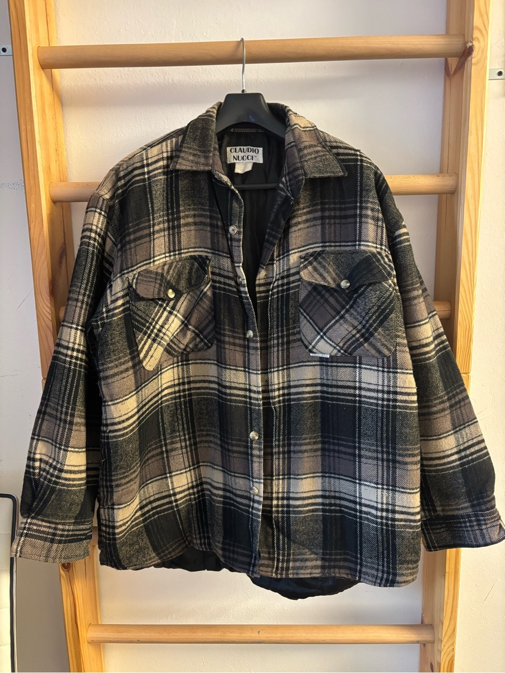 Claudio Nucci Black & Beige/Brown Plaid Shirt Jacket